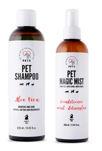 PET Shampoo Aloe Vera/Aloe Shampoo 250ml Pflegend und glänzend + Pet Magic Mist - Magic Mist for Hair 250ml Leichtes Entwirren und gepflegtes Fell