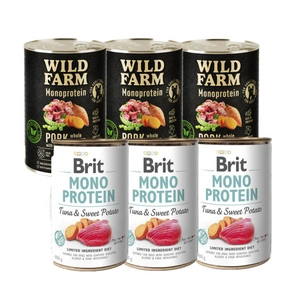 BRIT Mono Protein Tuna&Sweet Potato 3x400g + Wild Farm Monoprotein Wild Boar 3x400g