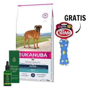 EUKANUBA Breed Specific Boxer 12kg & Lab-v Omega-3&6-Fettsäuren + Gummiknochen GRATIS!