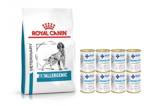 ROYAL CANIN Anallergenic AN18 8kg + ENZO VET Hypoallergenes Futter mit Kaninchen für Hunde 8x400g