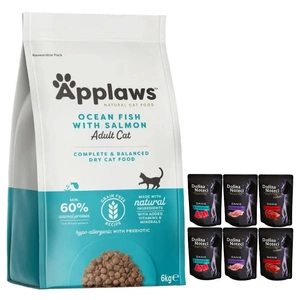 Applaws Katzentrockenfutter - Ozeanfisch mit Lachs 6kg + Dolina Noteci Premium MIX 6x85g