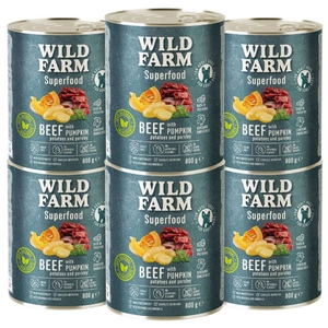 WILD FARM Superfood Beef (Rindfleisch mit Kürbis, Kartoffeln und Petersilie) 6x800g getreidefreies Hundefutter