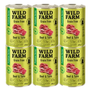 WILD FARM Premium getreidefreies Rindfleisch und Thunfisch 6x400g - getreidefreies Katzenfutter