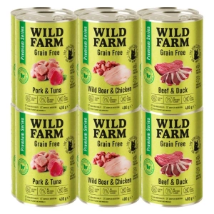 WILD FARM Premium getreidefreies MIX 12x400g - getreidefreies Katzenfutter