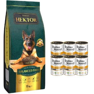 HEKTOR BALANCED Erwachsene 15kg + Dolina Noteci Premium Ente mit Kürbis 6x400g