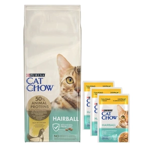 PURINA Cat Chow Special Care Hairball Control 15kg + CAT CHOW Hairball 3x85g