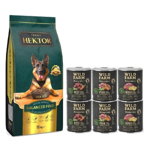 HEKTOR BALANCED Erwachsene 15kg + WILD FARM Monoprotein MIX 6x800g
