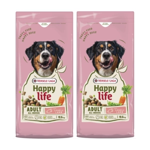 VERSELE-LAGA Happy Life Adult mit Lamm 2x12,5kg - Großes Hundefutter für Erwachsene mit Lamm