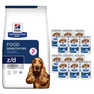 HILL'S PD Prescription Diet Canine z/d Food Sensitivities 10kg + HILL'S PD Prescription Diet Canine z/d Food Sensitivities 12x370g