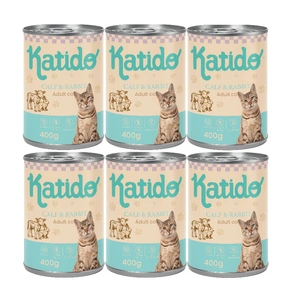 Katido Katzennassfutter Kalbfleisch mit Kaninchen 6x400g