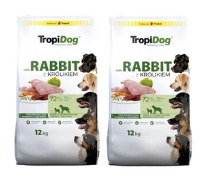 TROPIDOG Premium Adult mittlere & große Rassen reich an Kaninchen und Reis 2x12kg