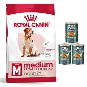 ROYAL CANIN Medium Adult 7+ 15kg + Wild Farm Superfood Salmon 3x400g