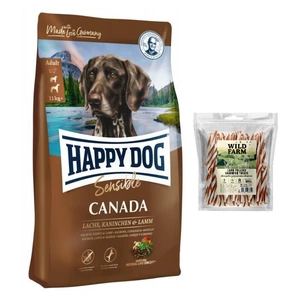 Happy Dog Supreme Sensible Canada 11kg + WILD FARM Sandwich mit Lamm und Kabeljau 500g Hundeleckerli