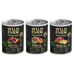 Wild Farm Monoprotein MIX 3x400g hypoallergenes Hundefutter
