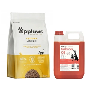 Applaws trockenes Katzenfutter mit Huhn 7,5kg + LAB V Lachsöl 5l