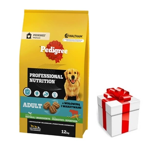 PEDIGREE® Adult Professional Nutrition 12 kg mit Rindfleisch und Gemüse - Trockenvollnahrung für ausgewachsene Hunde großer und mittelgroßer Rassen + Überraschung für den Hund