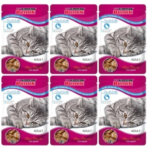 SUPER BENEK Adult Beutel für Katzen mit Kaninchenstückchen 24x100g