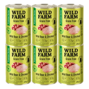 WILD FARM Premium getreidefreies Wildschwein und Huhn 6x400g - getreidefreies Katzenfutter