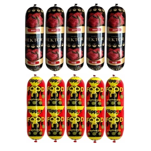 DOLINA NOTECI FLIPPER Classic mit Rindfleisch für Hunde 5x900g + Premium Hektor Hundefutter Riegel mit Rindfleisch 5x900g
