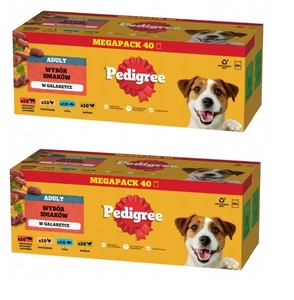 PEDIGREE Adult Beutel 80x100 g - Gemischte Geschmacksrichtungen in Gelee - Alleinfuttermittel in Gelee für ausgewachsene Hunde