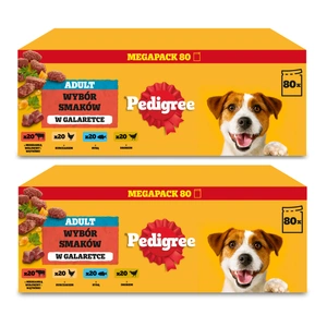PEDIGREE® Adult Nassfutter für ausgewachsene Hunde, Auswahl an Geschmacksrichtungen in Gelee, Beutel 160x100 g