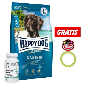 Happy Dog Supreme Karibu 11kg & LAB-V Immuno Hard 45 Kapseln + Ring für Hunde 9,5cm GRATIS!