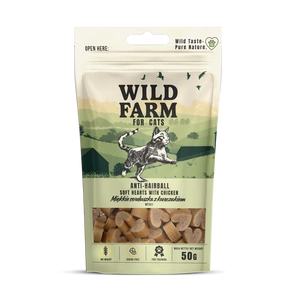 WILD FARM Anti-Hairball weiche Hühnerherzen 50g Katzenleckerlis
