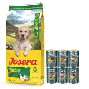 JOSERA YoungStar - getreidefrei 12,5 kg + Wild Farm Superfood MIX 6x400g