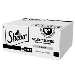 SHEBA Selection Select Slices Poultry Flavour Sachets 120x85 g - Nassvollnahrung für ausgewachsene Katzen, in Sauce