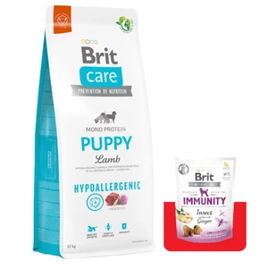BRIT CARE Hypoallergenic Puppy Lamb 12kg + Brit Care Snack Immunity 150g