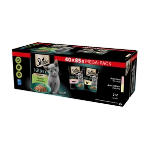 SHEBA Kitten flavour packet 40x85 g - Alleinfuttermittel für Kätzchen in Sauce (Schnitte mit: Lachs, Huhn)
