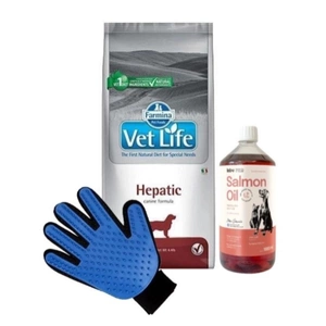 FARMINA Vet Life Dog Hepatic 12kg & LAB V Lachsöl 1000ml + Kämm Handschuh GRATIS!