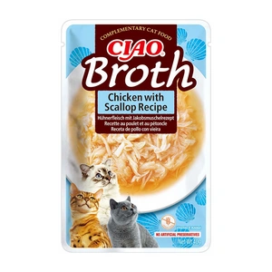 INABA Cat Ciao Broth - Ergänzungsfuttermittel für Katzen mit Huhn und Jakobsmuschelgeschmack 40g