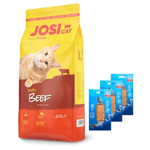 JOSERA JosiCat Tasty Beef 18kg + Love4Pet Lachsfilet 3x30g Lachsfilet