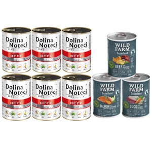 DOLINA NOTECI Premium reich an Rindfleisch 6x400g + Wild Farm Superfood MIX 3x400g