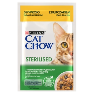 CAT CHOW Sterilisiertes Huhn & Aubergine in Soße 85g