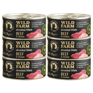 WILD FARM Fillets Rind & Huhn 6x70g - getreidefreies Katzennassfutter in Brühe