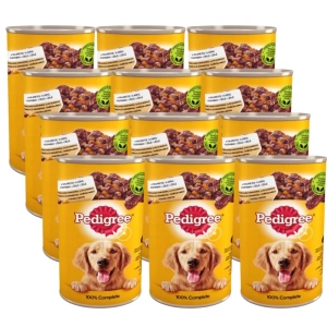 PEDIGREE Adult Dose 12x1200g - Nasses Alleinfuttermittel für ausgewachsene Hunde, mit Huhn in Gelee