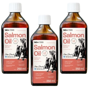 Lab-v Lachsöl – 100 % Lachsöl für Hunde und Katzen 3x250 ml