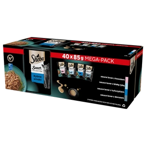 SHEBA Sauce Collection Fischaromen Beutel 40x85 g – Alleinfuttermittel für ausgewachsene Katzen, in Sauce