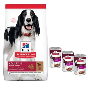 HILL'S SP Science Plan Canine Adult Mittlere Rassen Lamm und Reis 14kg + HILL'S SP Science Plan Canine Adult 3x370g