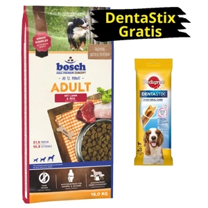 BOSCH ADULT LAMM & REIS 15kg + PEDIGREE DentaStix GRATIS!