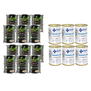 ENZO VET Hypoallergenes Futter mit Kaninchen für Hunde 6x400g + PURINA Veterinary PVD HA Hypoallergenic Mush 12x400g