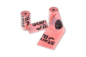 STARCHBAG Kompostierbare BIO-Beutel für Fäkalien 1 Rolle x 15 Stück, Farbe rosa