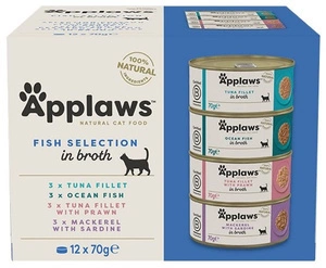 Applaws Multipack Dosen in Brühe für Katzen Fischauswahl 12x70g CUP