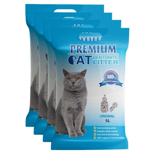 Premium-Katzenklumpstreu aus Bentonit - Natürlich für Katzen 4x5L