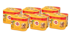 PEDIGREE Adult 3+1 PACK 24x400G - Hundenassfutter in Gelee (12x MIT HÜHNCHEN, 12x MIT RINDFLEISCH)