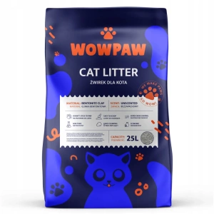 WOW PAW Bentonitstreu - Geruchsneutral für Katzen 25L