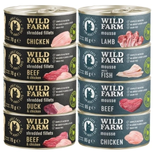 WILD FARM Mix smaków 4x85g + 4x70g - getreidefreies Katzennassfutter