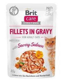 BRIT CARE Cat Pouches Filets in Soße mit würzigem Lachs 85g